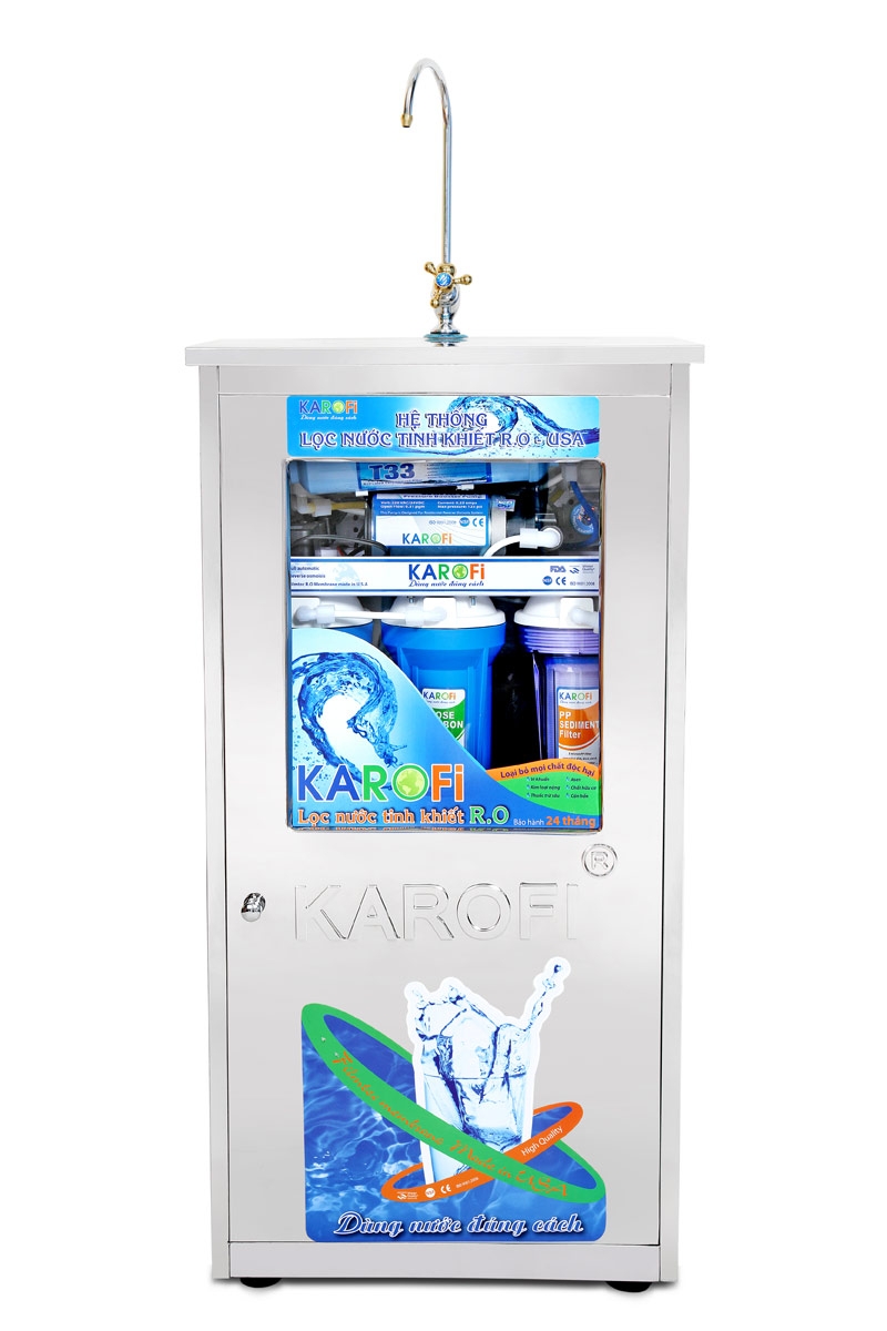 Máy lọc nước Karofi 8 cấp lọc có tủ bình áp nhựa (K8NT)