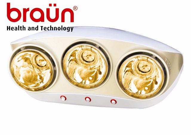 Đèn sưởi nhà tắm Braun 3 bóng màu vàng (BU03G)